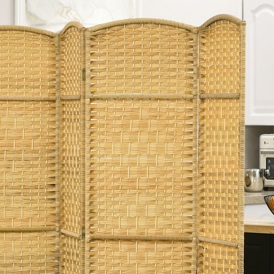 Nature Wood 6-Panel Folding Privacy Screen with Polypropylene Weave