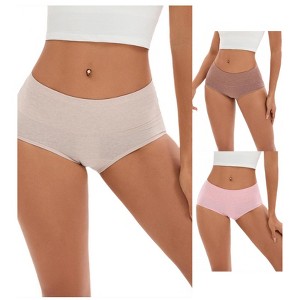 INSPIRE CHIC 3 Pcs Women's Plus Size High Waist Tummy Control Briefs Butt Lifter Control Panties - 1 of 4