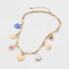 Mixed Floral Semi-Precious Blue Lace Agate Hear Necklace - Universal Thread™ Gold - 3 of 4