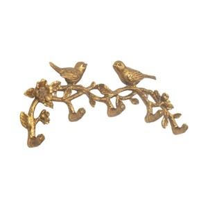 Slickblue Gold Pewter Bird Hooks, Decorative Wall Hanger, Set of 5, Vintage Style, 11"x1.75"x4.5" - 1 of 4