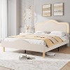 Beige/Pink/Gray Upholstered LED Bed Frame with Adjustable Headboard, Velvet Princess Platform Bed for Girls with Wooden Slat Support, Easy Assembly - 3 of 4