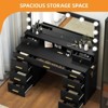 Vanity Desk With Large Lighted Mirror 12 LED Bulbs 3 Adjustable Light Modes 11 Drawers and Open Storage Shelves Dressing Vanity Desk Set for Bedroom - 2 of 4