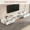 LOVSON 63.4'' to 94.5'' Expandable Stainless Steel Pedestal Entertainment Center, with 4 Drawers & 2 Open Shelf ,for Living Room Media Console,White - 4 of 4