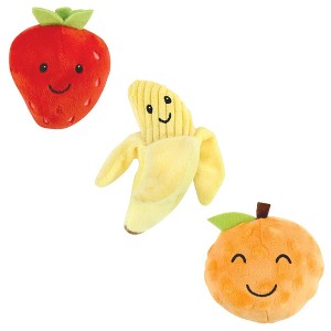 Luvable Friends Dog Squeaky Plush Dog Mini Toy Set, Fruits, One Size - 1 of 4