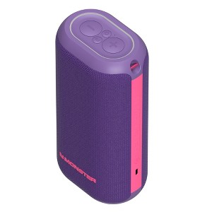 Monster DNA One Portable Bluetooth Speaker, 360° Bass Sound, 10W Qi Wireless Charging Pad, IP67 Waterproof, Indoor/Outdoor Use, Purple/Neon Pink - 1 of 4