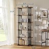 6-Tier Industrial Bookshelf, Rustic Wood Bookcase with Metal Frame, Open Storage Display Rack for Living Room Office Bedroom - 2 of 4