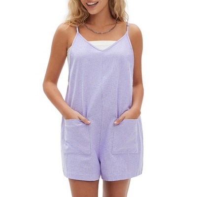 EXLURA Women's Summer Casual Sleeveless Striped Rompers Loose Spaghetti Strap Overalls 2025 Jumpsuits Vacation Beach Outfits