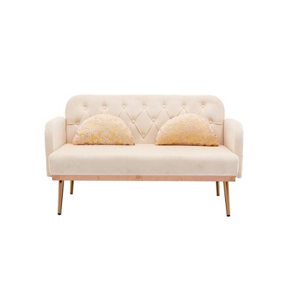 NicBex Loveseat Sofa Modern Comfy Upholstered Tufted Button Sofa Couch with Metal Legs for Bedroom,Living Room,Beige