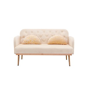 NicBex Loveseat Sofa Modern Comfy Upholstered Tufted Button Sofa Couch with Metal Legs for Bedroom,Living Room,Beige - 1 of 4