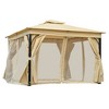 Outdoor Gazebo Tent 10 ft. x 12 ft. Beige Double Roof Canopy with Privacy Screens - 4 of 4