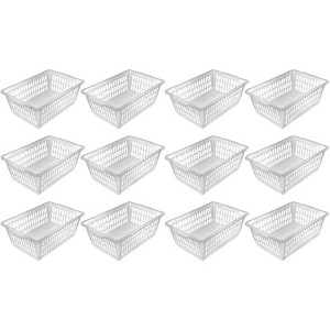 YBM HOME Plastic Perforated Storage Basket Bin Office Drawer, Shelf Desktop Countertop Tray Organizer, Pack of 12 - 1 of 2