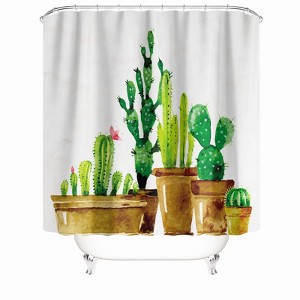 Potted Cactus Plant Shower Curtains for Bathroom Waterproof Fabric Bath Curtain Durable Soft Stylish Bathroom Decor 72x72 Inch - 1 of 1