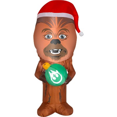 Gemmy Christmas Airblown Inflatable Inflatable Chewbacca with Santa Hat, 3.5 ft Tall, Brown