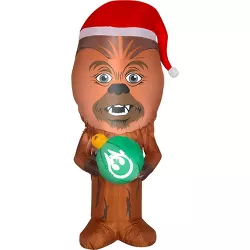 Gemmy Christmas Airblown Inflatable Chewbacca with Santa Hat, 3.5 ft Tall, Brown