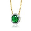 Guili Sterling Silver Two-Tone Necklace with Gold Link Chain and Round CZ in Green, Blue, or Red—Stylish and Perfect for Any Occasion. - 2 of 2