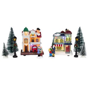 Northlight 10-Piece LED Lighted Buildings and Trees Christmas Village Display Set - 1 of 4