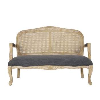 Saley French Country Wood and Cane Loveseat - Christopher Knight Home