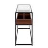 Display Contemporary Console Table, Metal & Natural Wood with Clear Glass - 2 of 4