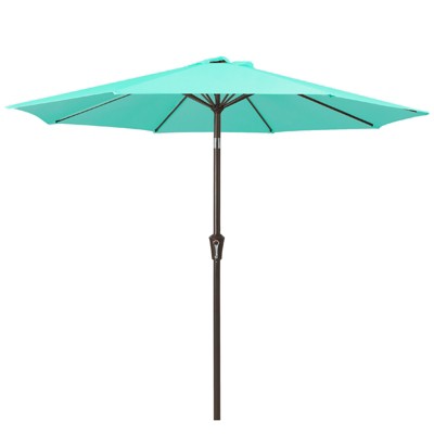 Hyleory 9'  Sunbrella with 8 ribs,Hyleory Tilt Market Patio Umbrella with Oval Ribs Iron Pole, Sturdy and Adjustable