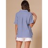 INSPIRE CHIC Women's Stand Collar Short Sleeve Button Down Shirts - 3 of 4