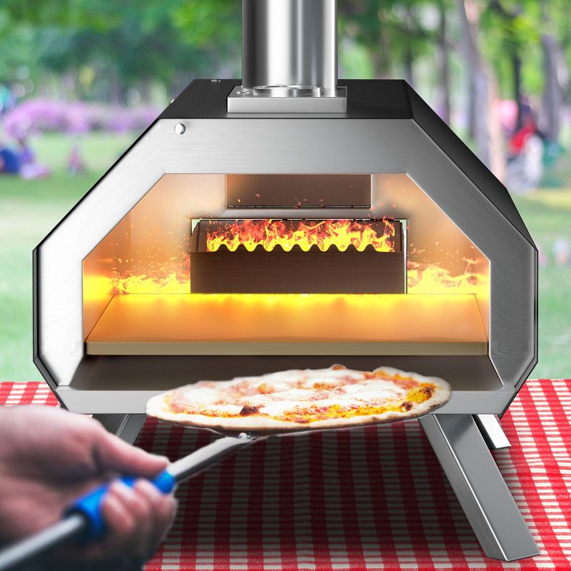 Costway Outdoor Pizza Oven Machine 12'' Pizza  Grill Maker Portable with  Foldable legs, 4 of 11