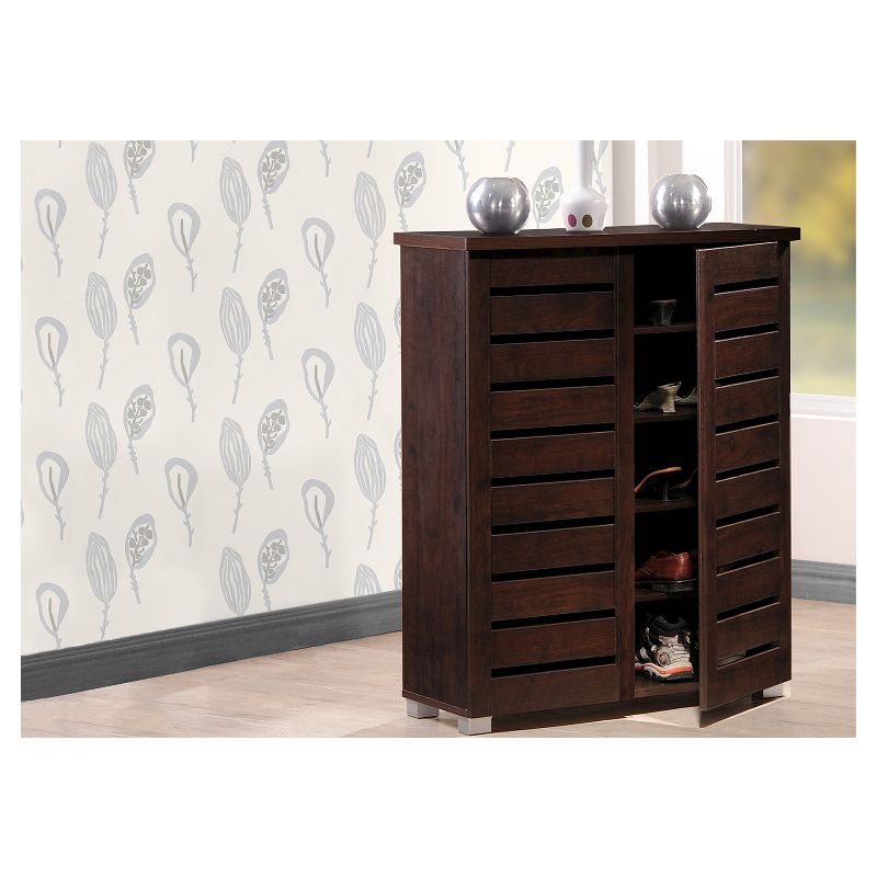 Adalwin Modern and Contemporary 2-Door Wooden Entryway Shoes Storage Cabinet - Dark Brown - Baxton Studio, 6 of 7