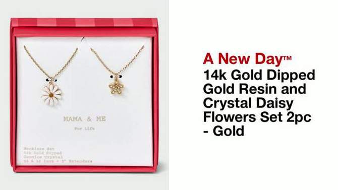 14k Gold Dipped Gold Resin and Crystal Daisy Flowers Set 2pc - A New Day&#8482; Gold, 2 of 5, play video