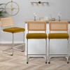 Bekrvio Bar Stools Set of 2/3/4, 26”/30" Barstool with Rattan Back, Velvet-Upholstered & Chrome Frame,Mid Century Modern Kitchen Stool for Island - 2 of 4