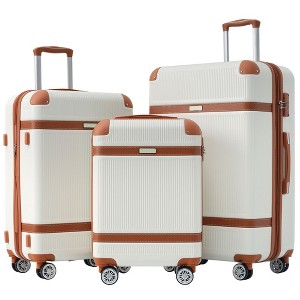 3pc Lightweight Luggage Sets,  Expandable Hardshell Spinner Suitcase with TSA Lock 20''/24''/28'' 4M -ModernLuxe - 1 of 4