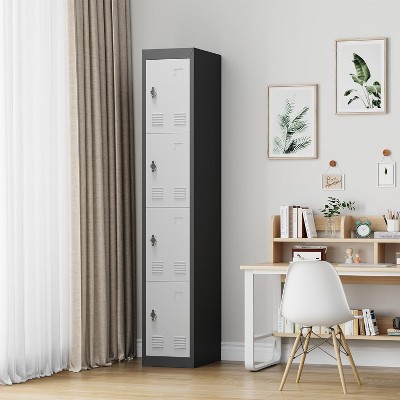 Metal Storage Cabinet with 4 Doors, 72’’ Tall Lockers for Employees Students with Shelves, Metal Storage Steel Locker for Office Gym Warehouse