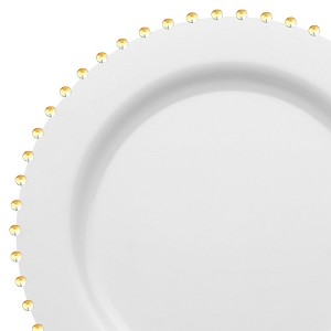 Smarty Had A Party 10" White w/ Gold Pearl String Plastic Dinner Plates - 120 pcs - 1 of 4