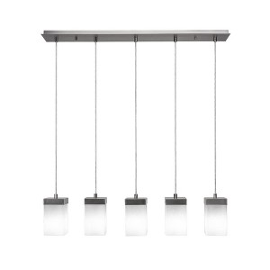 Toltec Lighting Nouvelle 5 - Light Chandelier in  Graphite with 4" Square White Muslin Shade - 1 of 1