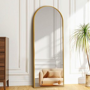 SEVOBAL 56"x18" Full Length Mirror with Arched Top Shatterproof Floor Mirror with Aluminum Frame for Living Room, Gold, 147.5"*52"*3.2" - 1 of 4