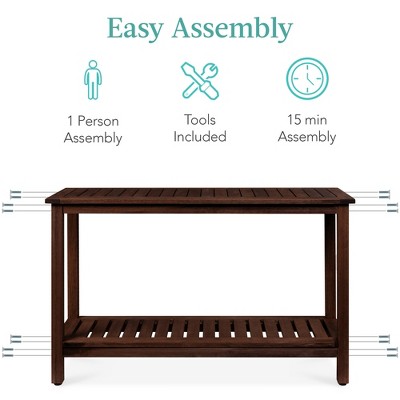 Espresso Eucalyptus Wood 50.5" Console Table with Storage