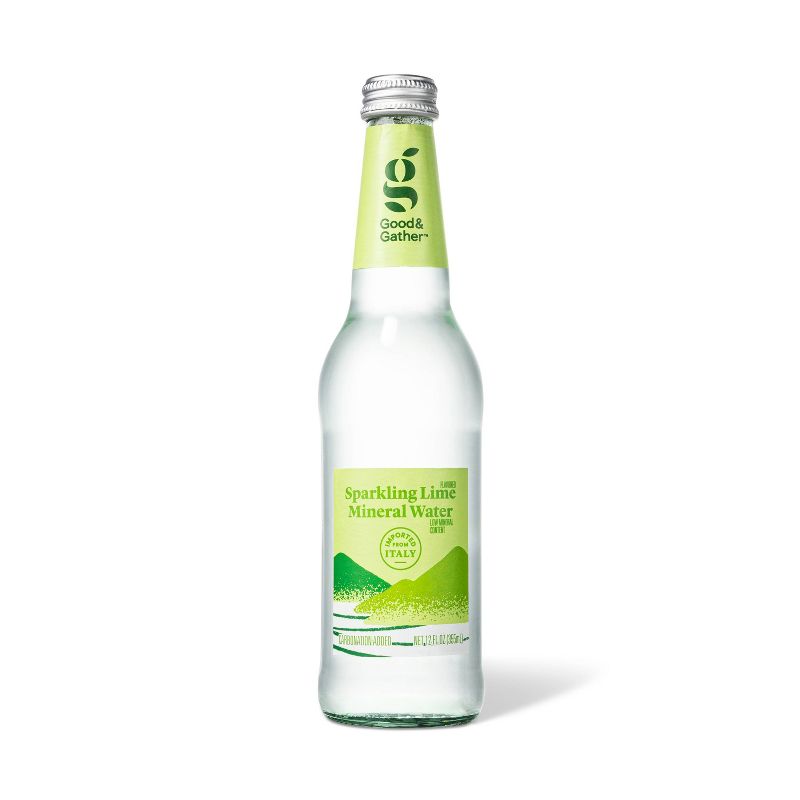 Lime Sparkling Italian Mineral Water - 12 fl oz Bottle - Good &#38; Gather&#8482;, 1 of 4