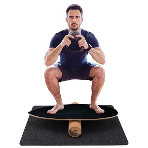 Costway Wooden Balance Board Trainer Wobble Roller for Exercise Sports Training Equipment - 1 of 4