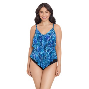 Trimshaper Women's Ronnie Two Tier Ruffle Tankini Swimsuit Top - 1 of 3