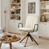 Art Leon Faux Leather Swivel Accent Home Office Chair with Solid Oak Wood Legs - 4 of 4