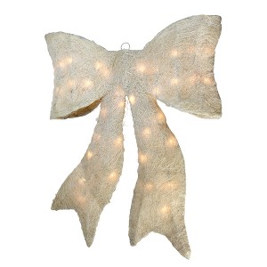 Northlight Sparkling Lighted Bow Christmas Window Silhouette - 24" - Cream - Clear Lights - 1 of 2