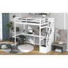Okak Twin Multifunction Bunk Bed with Built-in Desk Loft Bed with Storage Staircase Safety Guardrail Solid Wood for Kids Teens, Easy Assemble, White - 3 of 4