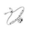 Steeltime Ladies stainless steel box chain drawsting bracelet with "Mama & her peanuts" elephant charm and stainles steel beads. - 2 of 4