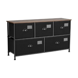 Costway 5-Drawer Dresser Storage Organizer Chest Fabric Drawer w/Labels Black - 1 of 4