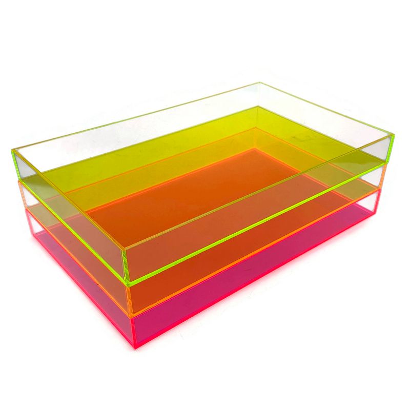 OnDisplay Electric Neon Luxe Clear Acrylic Stackable Cosmetic/Jewelry Tray, 1 of 8