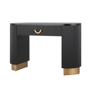 Gulches Modern Console Table - Vertical Ribbed Design, Column Legs, Functional Drawer, Metal Accents - 1 of 4