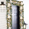 MOEPISY Pre-lit 6 feet Winter White Silver Poinsettia Garland with 25 LED Lights - 2 of 4