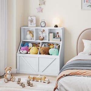 35 Inch Kids Bookshelf and Toy Storage, Compact Wood Kids Storage Organizer Toy Shelf for Living Room Nursery Small Spaces - 1 of 4