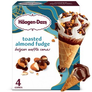 Haagen-Dazs Toasted Almond Fudge Belgian Waffle Ice Cream Cone - 14.8 fl oz/4ct - 1 of 4