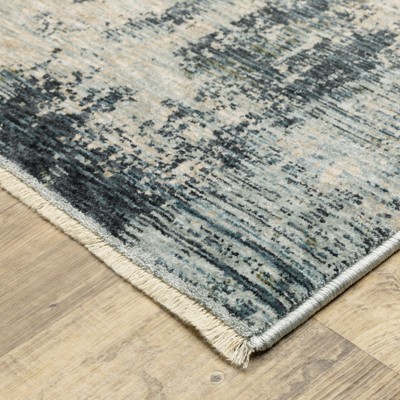 Hayden Abstract Blue and Beige Rectangular Area Rug 6'7" x 9'6"