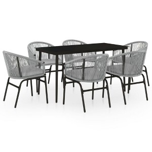 vidaXL Patio Dining Set Outdoor Garden Seat Multi Colors/Sizes - Gray - 55.1" Table Length 6 Chairs - 1 of 4