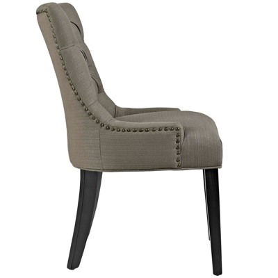 Elegant Granite Tufted Side Chair with Nailhead Trim and Wood Legs